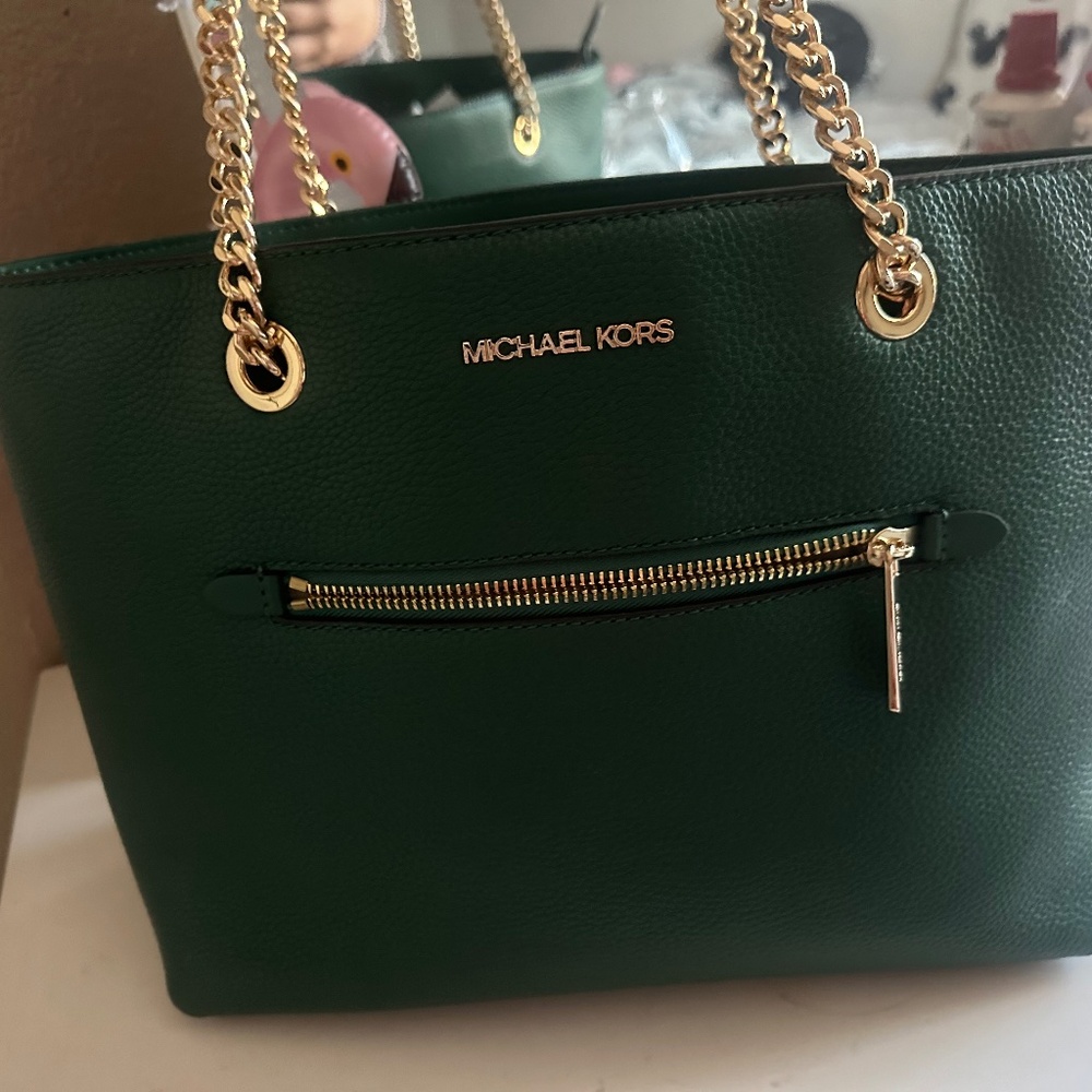 Michael kors green tote bag